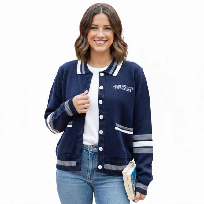 Collared Full-Button Varsity Cardigan alternate view